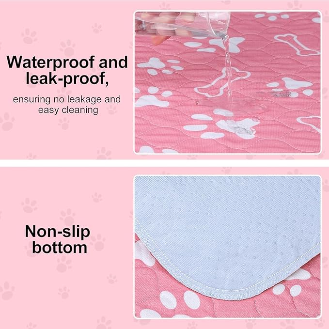 BEAUTYZOO Washable Pee Pads for Dogs, 72" x 72" Extra Large Reusable Puppy Pads, Absorbent Potty Training Dog Mats, Non-Slip Pet Whelping Pads for Incontinence, Housebreak, Crate, Bed, Playpen, Pink
