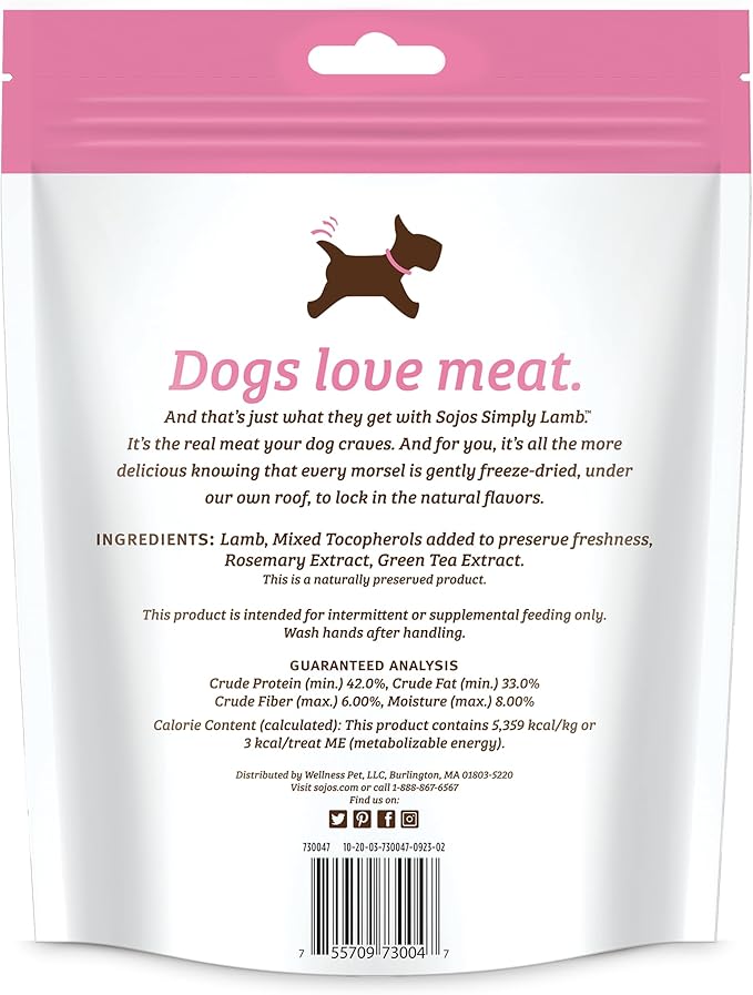 SOJOS Simply Lamb Freeze-Dried Dog Treats, 4 oz