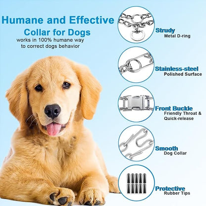 Prong Collar for Dogs, Dog Training Collar, Adjustable Size Dog Pinch No Pull Collar with Quick Release Buckle for Small Medium Large Dogs(Packed with Two Extra Links)