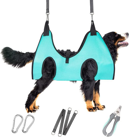 ATESON Dog Grooming Hammock - Upgrade Pet Grooming Harness for Nail Trimming (XXL 120lb), Dog Sling for Nail Clipping, Dog Hanging Holder Hanger for Cutting Nail with Nail Clippers, Green