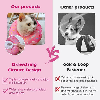 Dog Cones for Small Dogs,Comfortable Adjustable Soft Dog Cone After Surgery，Soft Protective Recovery Cone for Dogs and Cats,Washable Dog Elizabethan Collar Stop Licking Wounds (Donut Pink, XL)