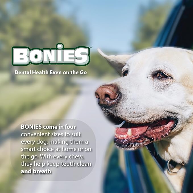 Bonies Breath and Dental Formula Treats for Dogs, All-Natural Ingredients, Fresh Breath, Cleans Teeth, Low Calories, Chicken Flavor - Medium, 8 Bones, 11.45-oz
