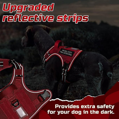 rabbitgoo Tactical Dog Harness for Large Dogs, No Pull Military Service Vest with Handle & Molle, Easy Control for Training Walking, Adjustable Reflective Straps, Red, XL