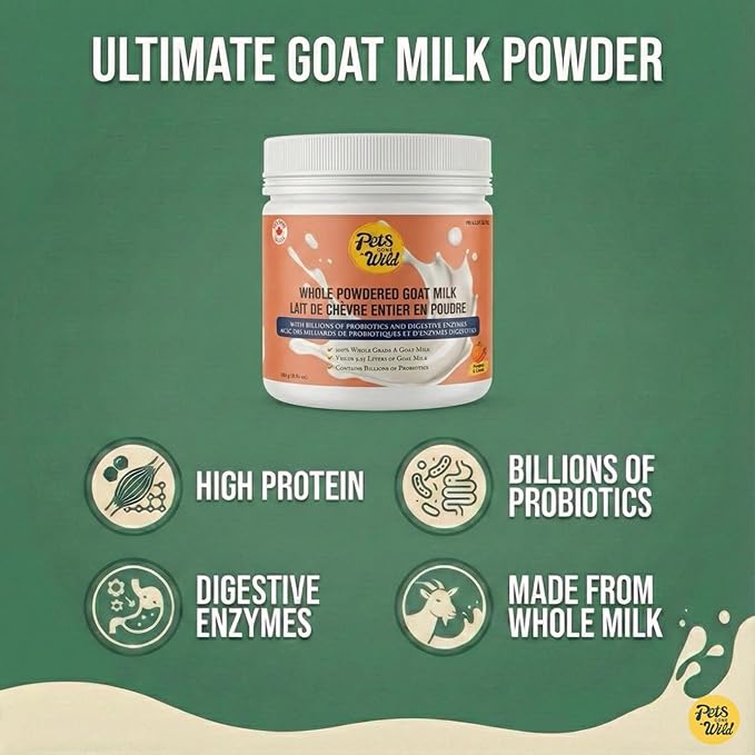 Pets Gone Wild | Goat Milk Powder with Pumpkin & Carrot | Non-GMO & Picky Eater Friendly | Nutrient-Dense Supplement for Daily Wellness & Hydration | 250 G