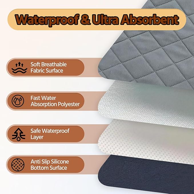 Washable Pee Pads for Dogs,Waterproof Dog Training Pads,Playpen Mat,Non-Slip Potty Pads,Super Absorbent Whelping Pads,Puppy Pad with Rounded Corn,Potty Pads (18x24(4 Pack))