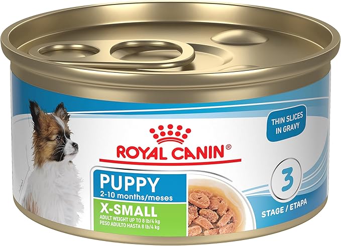Royal Canin Size Health Nutrition X-Small Puppy Thin Slices in Gravy Dog Food, 3 oz (Pack of 24)