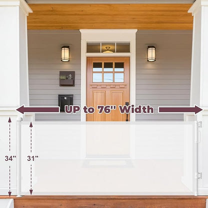 76" Retractable Baby Gates Extra Wide, Mesh Long Dog Gate for Wide Openings, Indoor Outdoor Stair Gate for Doorways Hallways Deck Porch, Child Pet Safety Essentials for Home, White