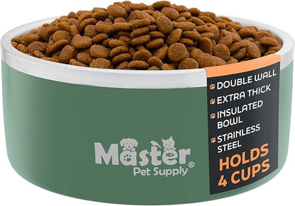 Master Pet Supply Stainless Steel Dog Bowls - 32 oz, Heavy Duty - Camo Patrol, Double Wall Extra-Thick Insulated, Non-Slip Pet Water Bowl for Dogs, Cats & Pets, Anti Rust Metal, Dish Washer Safe