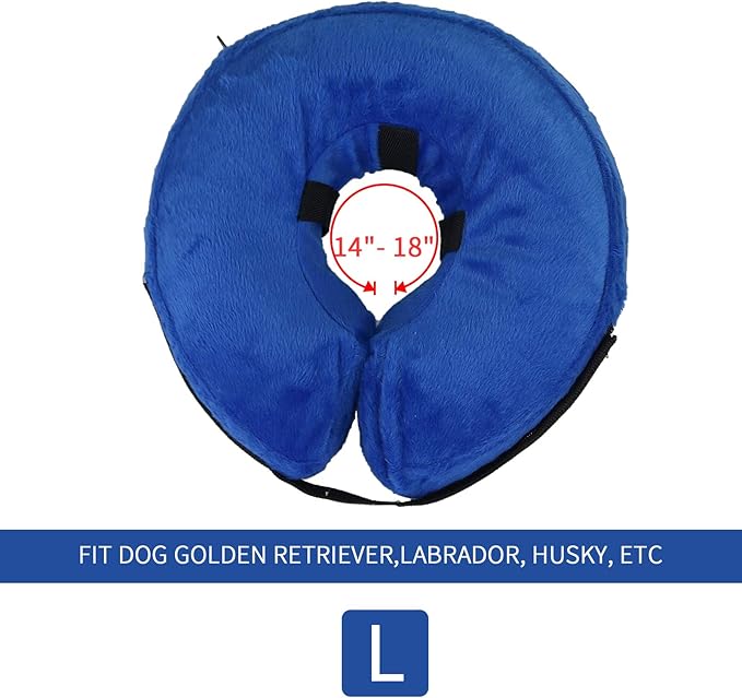 MCHY Inflatable Dog Cone,Adjustable Recovery Collar for Dogs After Surgery,Prevent from Biting & Scratching,Not Block Vision (Blue, L-Neck 15''- 20'')