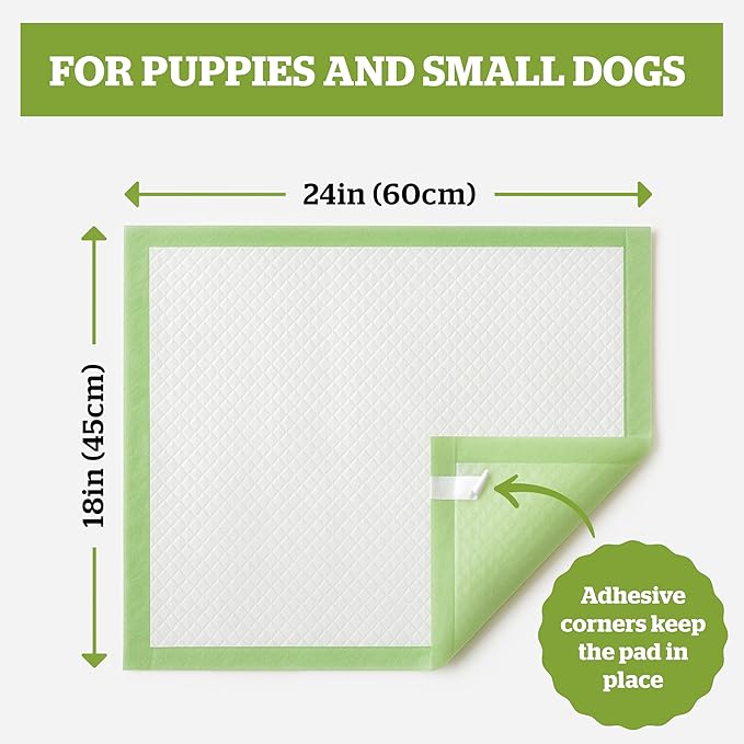 Pogi’s Puppy Pads with Sticky Tabs – Medium, Super Absorbent, Odor Blocking, 40-Count (18x24in)