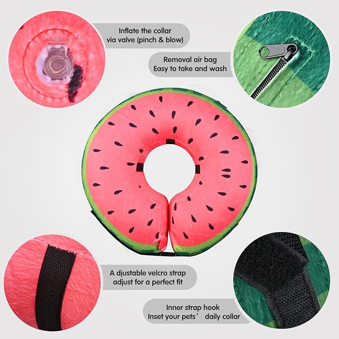 Katoggy Inflatable Dog Cone Collar for After Surgery, Doggie Neck Blow up Donut Recovery ECollar, Soft Adjustable Dog Cone for Small Medium Large Dogs and Cats
