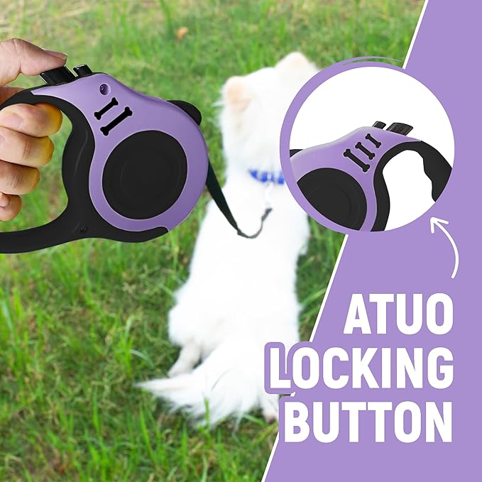 Retractable Dog Leash Automatic Telescopic Tractor Dog Tape, Pet Tape 10/16 FT Durable and Convenient, with Folding Bowl, Dispenser, Rubbish Bags, Suitable for Small and Medium Dogs