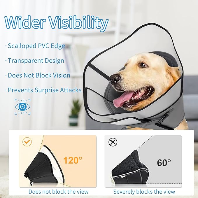 Adjustable Dog Cone Collar for Surgery Recovery, Soft Wound Collar After Surgery for Large Medium Dogs Prevent Licking, Adjutsable Elizabethan Dog Neck Collar, Comfortable Pet Recovery Collar