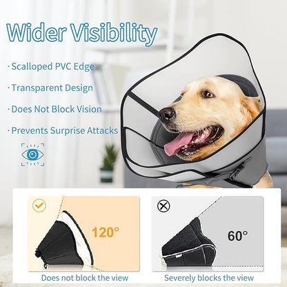 Adjustable Dog Cone Collar for Surgery Recovery, Soft Wound Collar After Surgery for Large Medium Dogs Prevent Licking, Adjutsable Elizabethan Dog Neck Collar, Comfortable Pet Recovery Collar