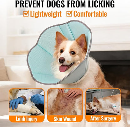 MAXFUT Dog Cone Collar,Soft Cone for Dogs to Stop Licking After Surgery,Non Inflatable Dog Donut Cone (Pink, L)