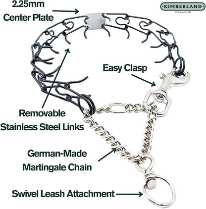 2.25mm Kimberland Collars Clasp Dog Training Collar for Large Breeds | 16” Training Chain for Dogs 26lbs & Up | No-Pull Collar | Behavior Aid | Stainless Steel | Silver
