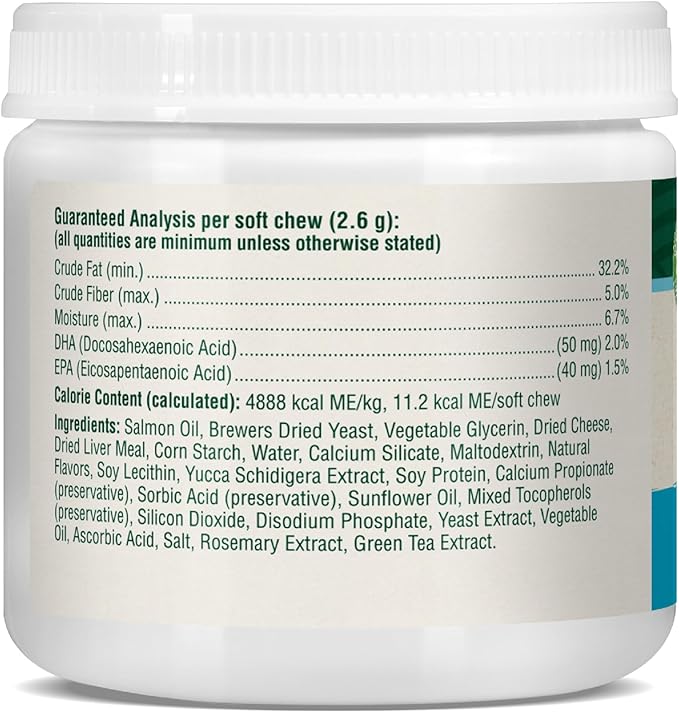 Petnc Dog Skin and Coat Supplement (60 Chewables), With Omega 3, EPA & DHA, Promotes Healthy Skin & Glossy Coat, For Dogs 18 Weeks & Older, Liver Flavor
