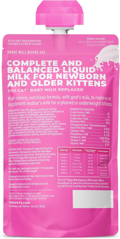 Tiki Cat Baby Milk Replacer, Goat Milk, 6 oz. Spout Pouch (6 Count)