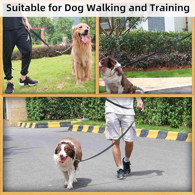 AMAGOOD 6 FT Puppy/ Dog Leash, Strong and Durable Traditional Style Leash with Easy to Use Collar Hook, Great for Small, Medium and Large Dogs (1" x 6 ft, Black and Red (2-Pack))