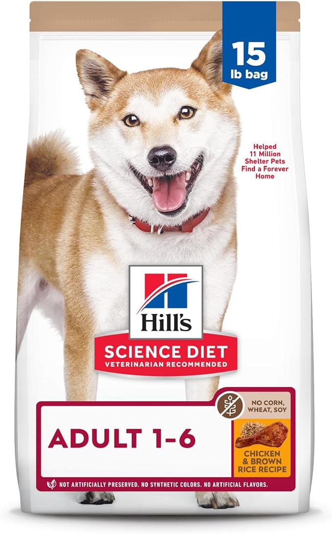 Hill's Science Diet Adult 1-6 No Corn, Wheat or Soy Dry Dog Food, Chicken, 15 lb. Bag