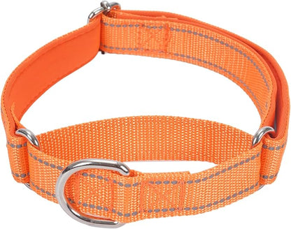 SGODA Martingale Dog Collar, Reflective Nylon Padded Dog Training Collars for Medium Dogs, Orange M