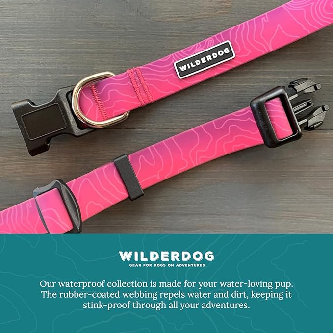 Wilderdog Waterproof Dog Collar - Repels Water & Dirt - Large 17"-24" - Plum