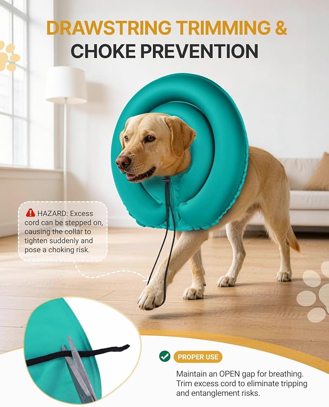 MIDOG Soft Inflatable Dog Cone - Comfortable Alternative After Surgery that Doesn't Block Vision, Patented Donut Recovery Collar Prevents Licking for Large & Medium Dogs (XS)