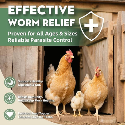 Chicken Dewormer Powder, All-Natural Health Formula, 1LB Pouch,Safe for Eggs, Effective for All Ages & Sizes, Chicken Wormer, Poultry Medicine Supplies (1, Pounds)