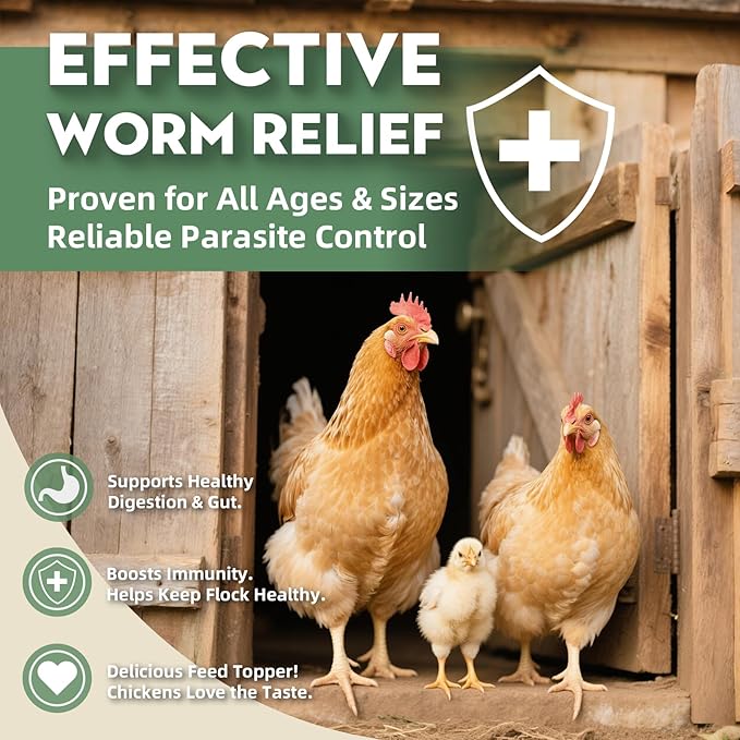 Chicken Dewormer Powder - 2LB | All-Natural Formula for Effective Worm Relief & Poultry Gut Health | Safe for Laying Hens & Eggs | Trusted Farm Solution
