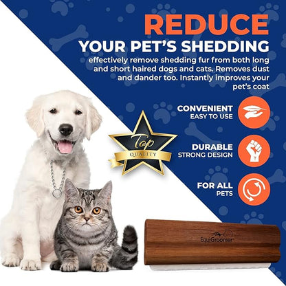 EasyGroomer Deshedding Brush for Dogs & Cats – Undercoat Grooming Tool for Short & Long Hair, Removes Loose Fur & Dirt, Reduces Shedding for Small & Large Pets, Mahogany
