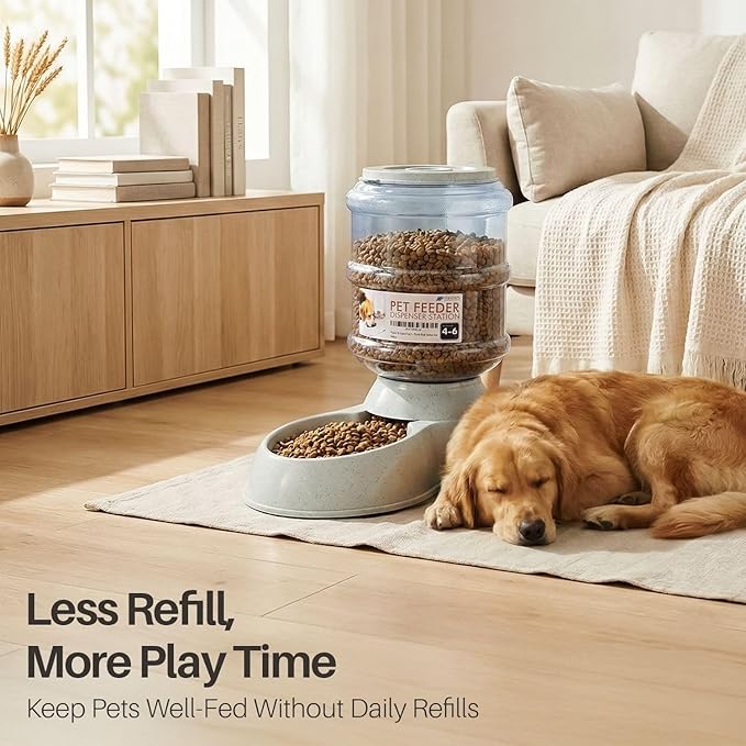 Flexzion Gravity Pet Feeder Food Dispenser (6-12 lb Size) Automatic Replenish Dry Food Storage Container Bowl for Small Medium Breed Dog Cat Animal Feeding Watering Fountain Supplies