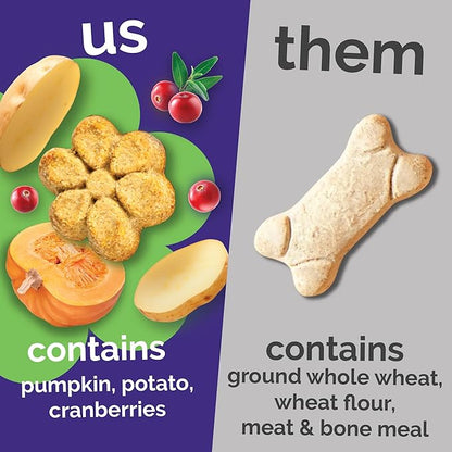 Fruitables Baked Dog Treats, Healthy Pumpkin Snacks for Dogs, Low Calorie & Delicious, No Wheat, Corn or Soy, Puppy Training Treats, Made in the USA, Pumpkin and Cranberry Flavor, 7oz