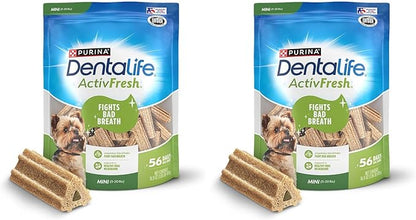Dentalife ActivFresh Dog_Chews for Mini and Small Dogs 5-20 lbs., Dental-Chews to Freshen Breath, Chicken Flavor, 16.9 oz., 56 Chews - 56 ct. Pouch (Pack of 2)