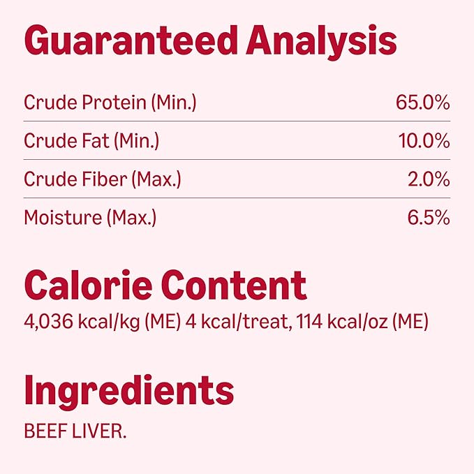 Amazon Basics Freeze-Dried Raw Single Ingredient Dog Treats (Previously Wag), Beef Liver, High Protein, Grain-Free, 3.3 Ounce (Pack of 2), Packaging May Vary