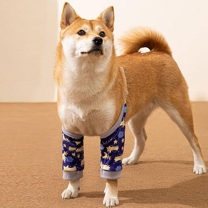 HDKUW Dog Front Leg Braces Recovery Sleeve, Pet Knee Brace Wounds Protector for Medium Large Dog Blue Star 3XL
