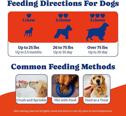 Dog Allergy Relief Chews – 70 Soft Chews, Salmon & Blueberry Flavor - Immune Support & Itch Relief with Colostrum, Astragalus Root, 6-Strain Gut Health Blend