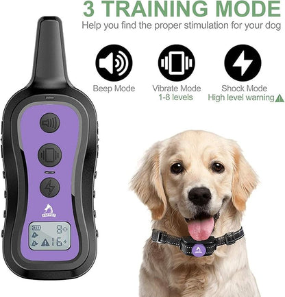 PATPET Dog Training Collar Dog Shock Collar with Remote - 3 Training Modes, Beep, Vibration and Shock, Up to 1000 ft Remote Range, Rainproof for Small Medium Large Dogs