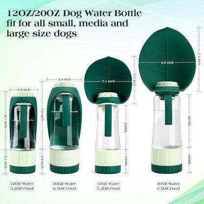 TIOVERY Dog Water Bottle Dispenser for Walking, Pet Water Feeder Container Portable with Drinking Cup Bowl Outdoor Hiking, Travel 20OZ Large Green
