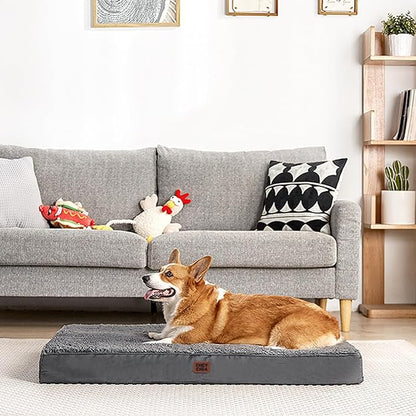 EHEYCIGA Orthopedic Dog Beds for Large Dogs with Removable Washable Cover for Crate, Grey, 35x23