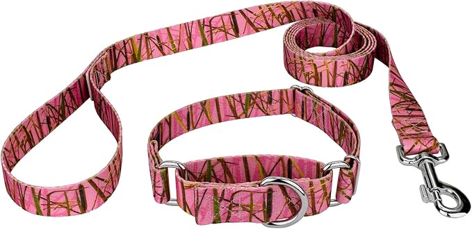 Country Brook Petz - Pink Waterfowl Camo Martingale Dog Collar and Leash - Camouflage Collection Featuring Rugged Designs (1 Inch, Medium)