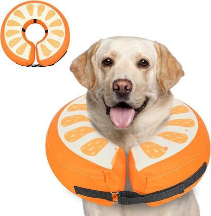 MIDOG Inflatable Dog Cone Collar Alternative After Surgery - Soft Protective Recovery Dog Cone for Large Medium Small Dogs & Cats, Elizabethan Collar for Dogs to Stop Licking - Orange,XL