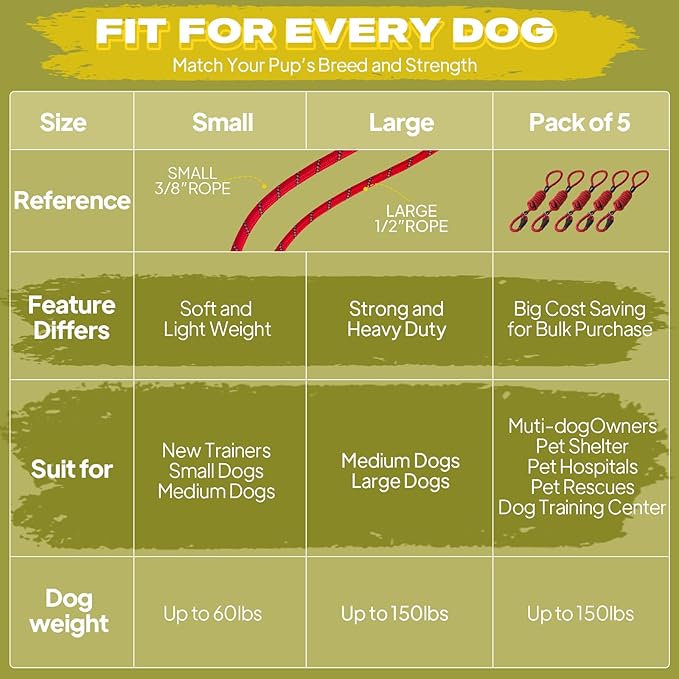 Fida Durable Slip Lead Dog Leash, 6 FT x 1/2" Heavy Duty Comfortable Strong Rope Slip Lead for Large, Medium Dogs, No Pull Pet Training Leash with Highly Reflective, Red