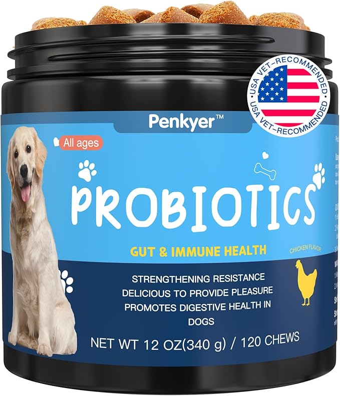 Probiotics for Dogs, Dog Probiotics for Yeast, Itchy Skin and Itchy Ears, Digestive Enzymes with Prebiotics for Digestive Health, Probiotic Chews for Dogs Support Immunity Health - (Chicken 12 Oz)
