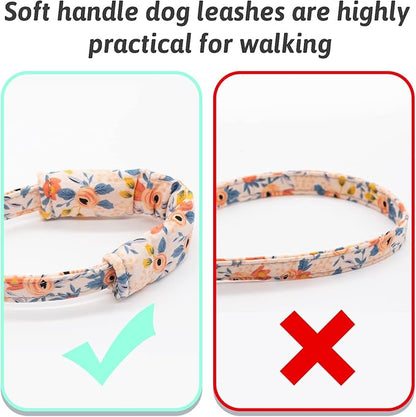 Dog Collar and Leash Set Girls Adjustable Puppy Collars with Floral Bow Tie for Small Medium Large Female Dogs, Orange Flower, S