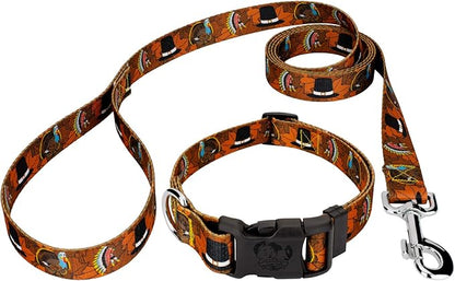 Country Brook Petz - Thanksgiving Tradition Everyday Dog Collar and Leash - Awesome Autumn Collection Featuring Designs You'll Fall for (1/2 Inch, Extra Small)