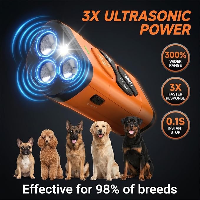 Dog Barking Deterrent Devices with Instant Bark Button - 23ft Range Ultrasonic Anti Barking Device for Dogs - Safe & Humane Rechargeable Behavior Training Tool for Indoor Outdoor Use