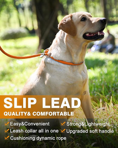 lynxking Dog Leash Slip Lead 5 6 8 FT Dog Training Leash Strong Heavy Duty Braided No Pull Training Lead Leashes