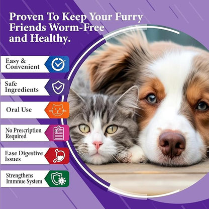 No More Tapeworms in Cats and Dogs- Dewormer for Cats and Dewormer for Dogs - Vanilla Flavour with 3ml Dropper (120ml Vanilla)