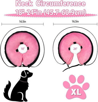 MRSOHRET Dog Cone, Dog Surgery Collar, Inflatable Cones for Small Medium Large Dogs, Pink Recovery Collar, Does not Impede Vision (XL Pink)