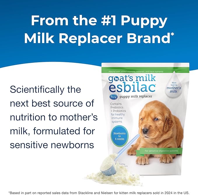 PetAg Goat’s Milk Esbilac Powder - 5 lb - Powdered Puppy Formula with Prebiotics, Probiotics & Vitamins for Puppies Newborn to Six Weeks Old - for Sensitive Digestive Systems